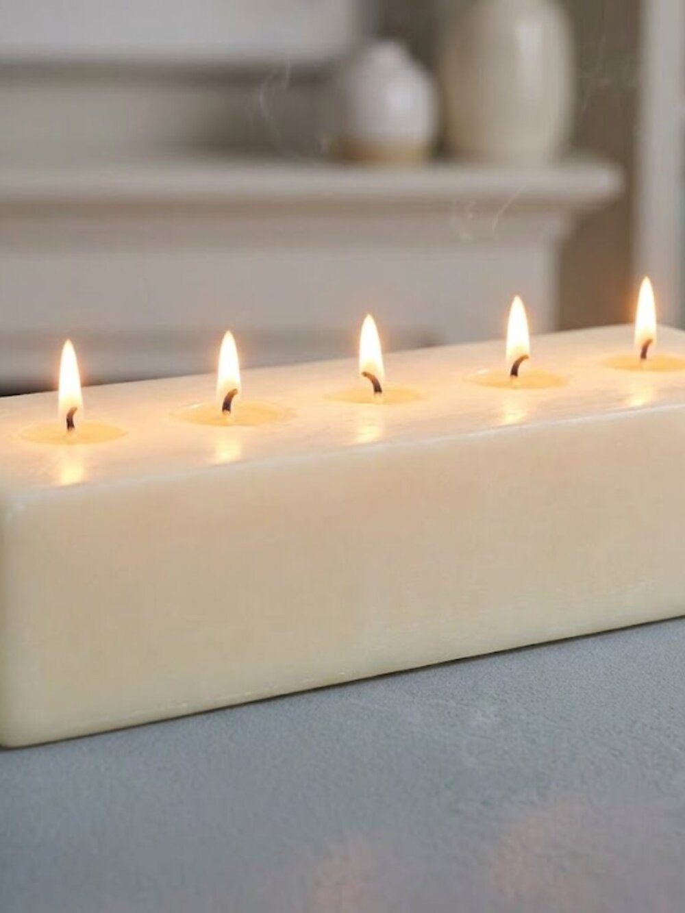 Handmade Ivory Rectangle 4-Wick Candle 14.75” x 4” x 2.75” unscented